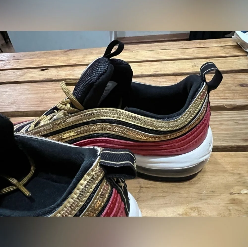 NWOT Nike Air Max 97 Red and Gold Sequins - Picture 4 of 8
